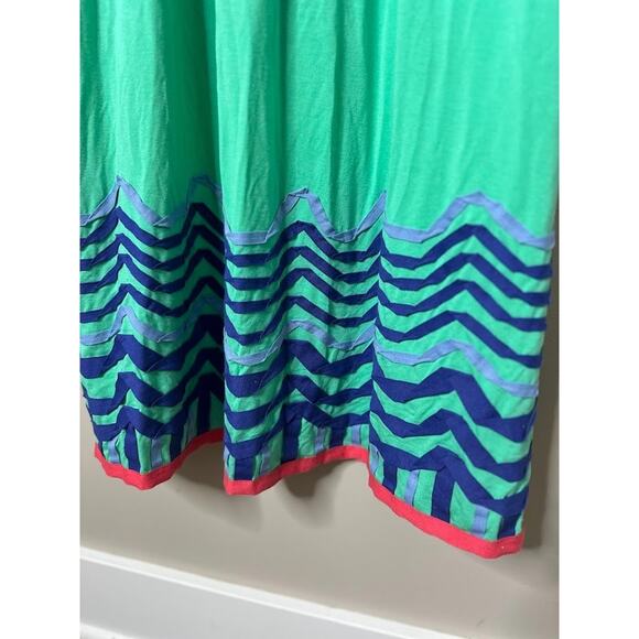 Boden Green Maxi Dress 14R Grosgrain Ribbon Detail V Neck Beachy Resort Whimsy - Picture 3 of 9